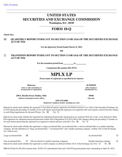 Thumbnail MPLX Quarterly Report 2015-q1