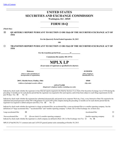 Thumbnail MPLX Quarterly Report 2015-q3