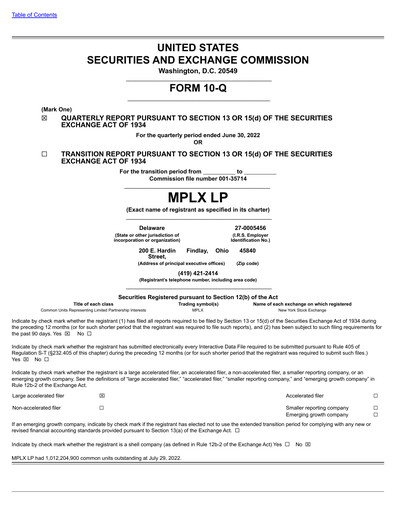Thumbnail MPLX Quarterly Report 2022-q2