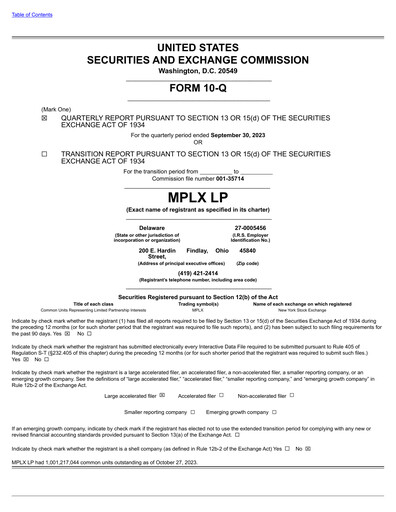 Thumbnail MPLX Quarterly Report 2023-q3