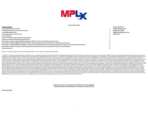 Thumbnail MPLX Quarterly Report 2025-q4
