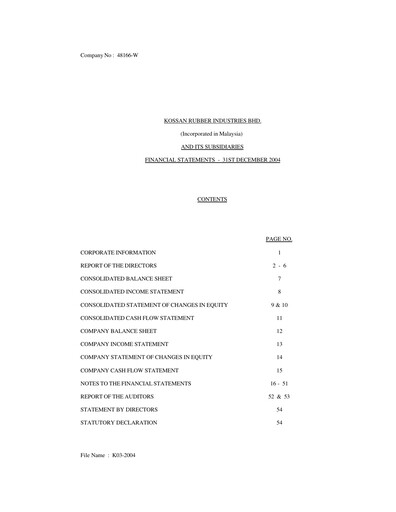 Thumbnail Kossan Rubber Industries Financial Statement 2004