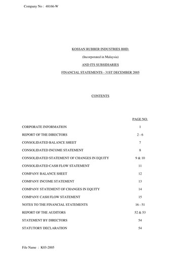 Thumbnail Kossan Rubber Industries Financial Statement 2005