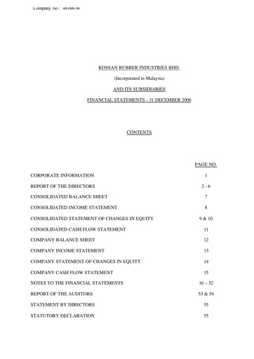 Thumbnail Kossan Rubber Industries Financial Statement 2006