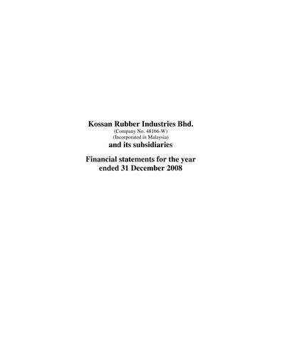 Thumbnail Kossan Rubber Industries Financial Statement 2008