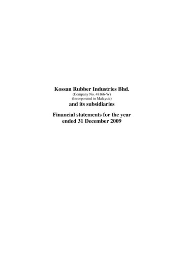 Thumbnail Kossan Rubber Industries Financial Statement 2009