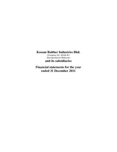 Thumbnail Kossan Rubber Industries Financial Statement 2011