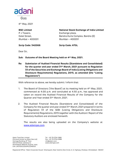 Thumbnail Adani Total Gas Quarterly Report 2020-q4