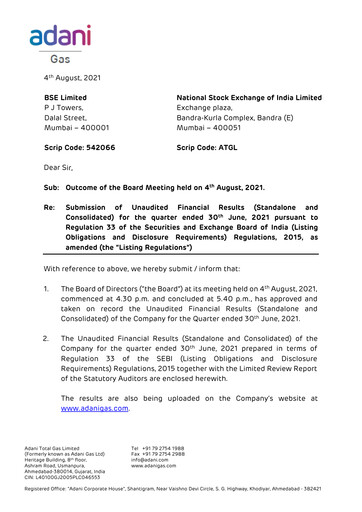 Thumbnail Adani Total Gas Quarterly Report 2021-q1