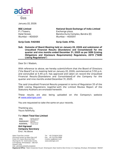 Thumbnail Adani Total Gas Quarterly Report 2025-q3
