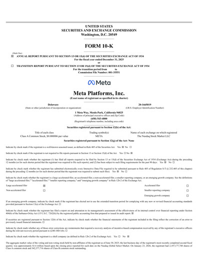 Thumbnail Meta Platforms (Facebook) Annual Report 2025