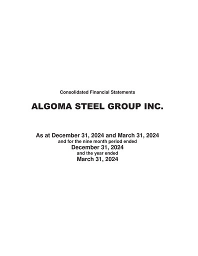 Thumbnail Algoma Steel Financial Statement 2024-9m