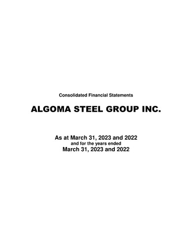 Thumbnail Algoma Steel Financial Statement fy2023