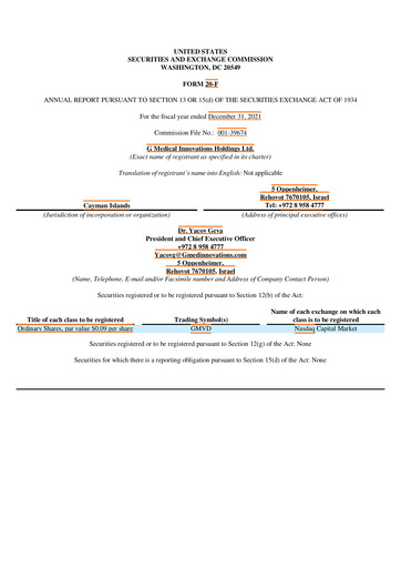 Thumbnail G Medical Innovations Annual Report 2021