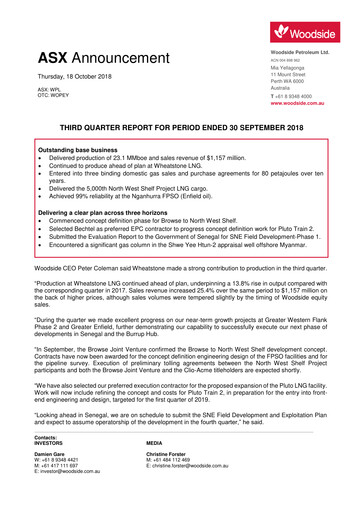 Thumbnail Woodside Energy Quarterly Report 2018-q3