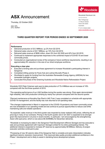 Thumbnail Woodside Energy Quarterly Report 2020-q3