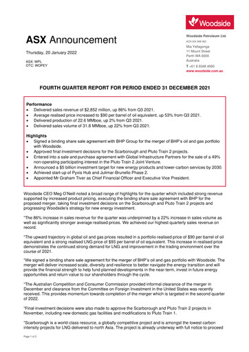 Thumbnail Woodside Energy Quarterly Report 2021-q4