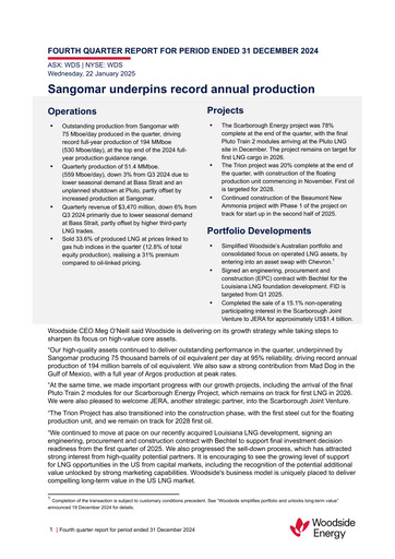 Thumbnail Woodside Energy Quarterly Report 2024-q4