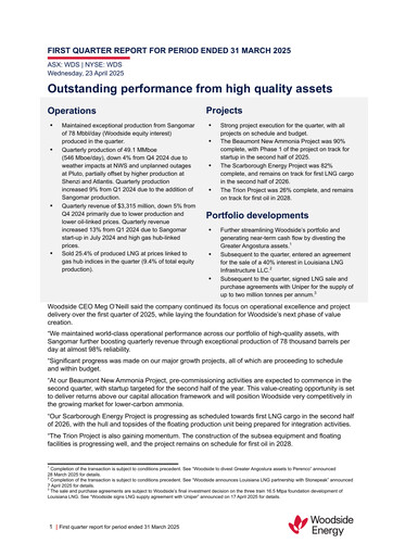 Thumbnail Woodside Energy Quarterly Report 2025-q1