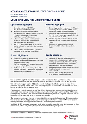 Thumbnail Woodside Energy Quarterly Report 2025-q2