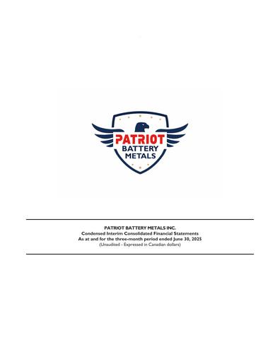 Thumbnail Patriot Battery Metals Quarterly Report fy2026-q1