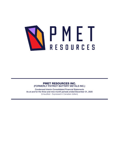 Thumbnail Patriot Battery Metals Quarterly Report fy2026-q3