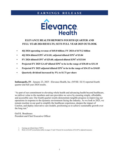 Thumbnail Elevance Health Quarterly Report 2024-q4