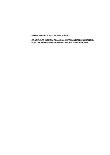 Thumbnail Sihanoukville Autonomous Port Quarterly Report 2018-q1