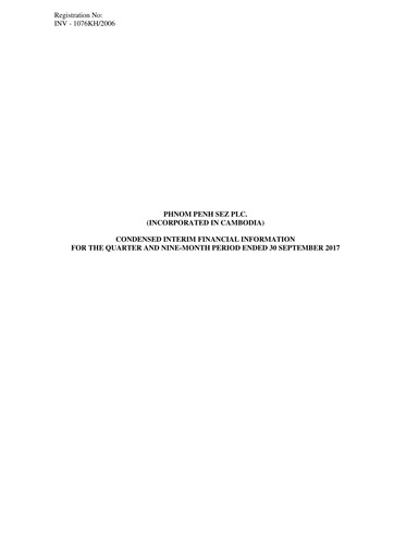 Miniature Phnom Penh SEZ Rapport trimestriel 2017-q3