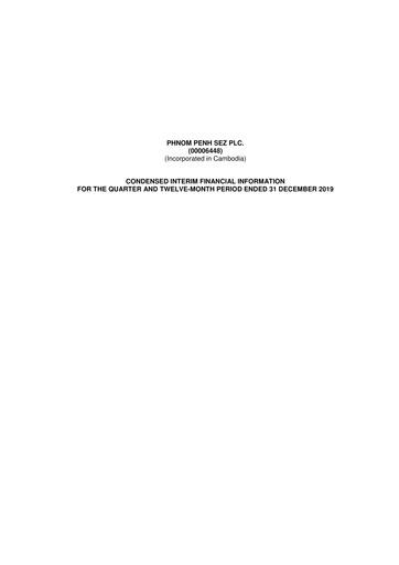 Miniature Phnom Penh SEZ Rapport trimestriel 2019-q4