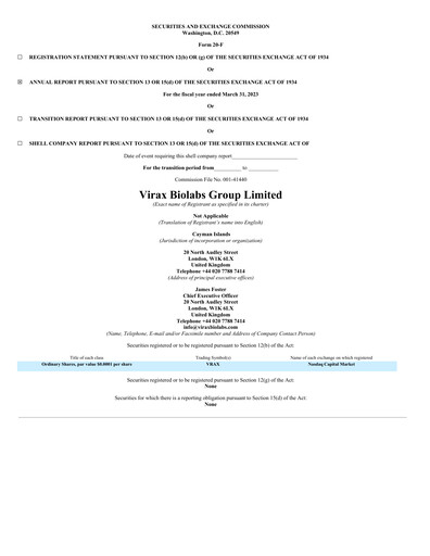 Thumbnail Virax Biolabs Annual Report 2023