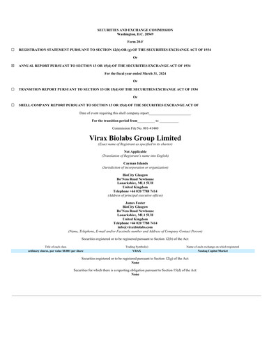 Thumbnail Virax Biolabs Annual Report 2024