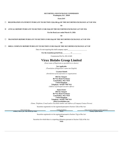 Thumbnail Virax Biolabs Annual Report 2026
