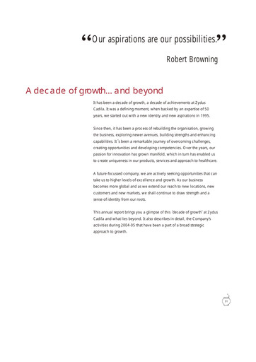 Thumbnail Zydus Lifesciences Annual Report 2004-2005