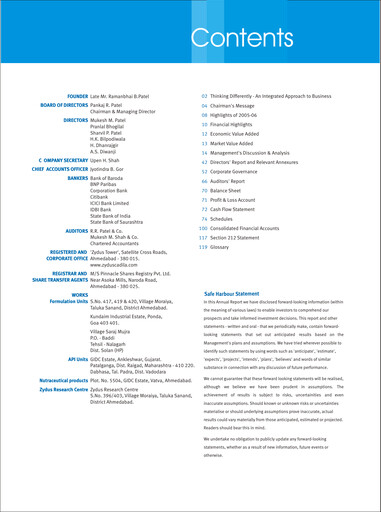 Thumbnail Zydus Lifesciences Annual Report 2005-2006
