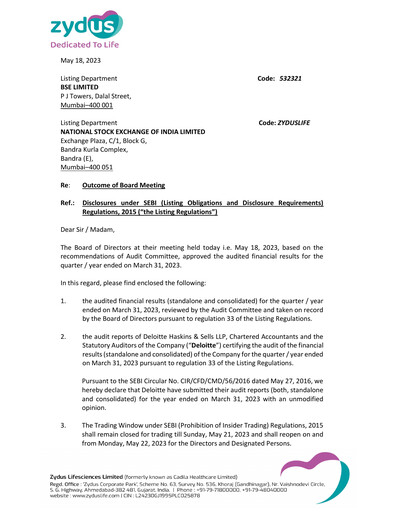 Thumbnail Zydus Lifesciences Financial Statement 2022-2023