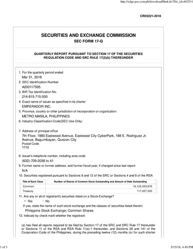 Thumbnail Emperador Brandy Quarterly Report 2018-q1