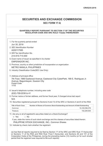 Thumbnail Emperador Brandy Quarterly Report 2018-q2