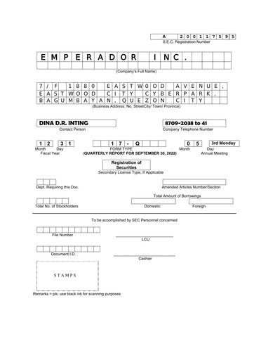 Thumbnail Emperador Brandy Quarterly Report 2022-q3