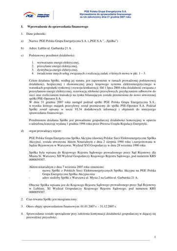 Thumbnail PGE Polska Financial Statement 2007
