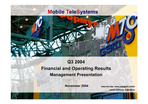 Thumbnail Mobile TeleSystems Quarterly Report 2004-q3