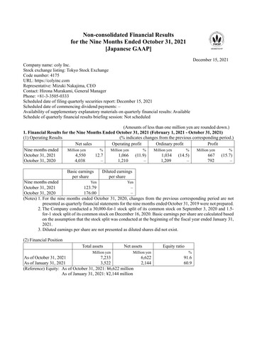 Thumbnail coly Quarterly Report fy2021-q3