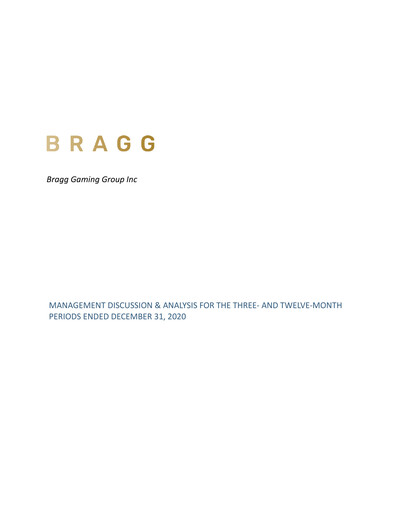 Thumbnail Bragg Gaming Group Annual Report 2020
