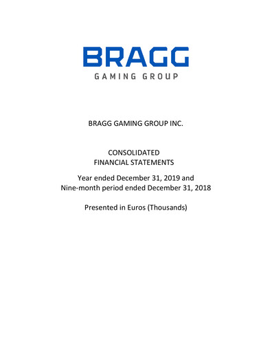 Thumbnail Bragg Gaming Group Financial Statement 2019