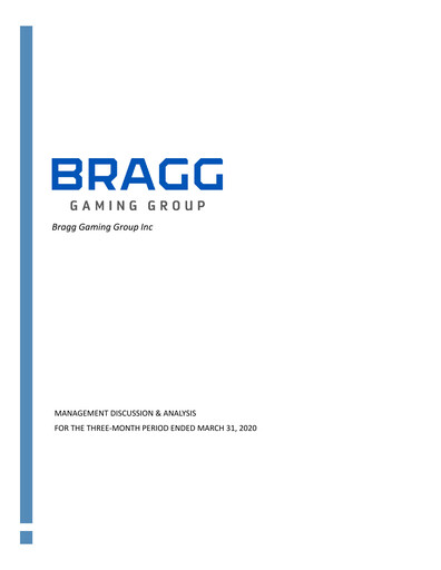 Miniature Bragg Gaming Group Rapport trimestriel 2020-q1