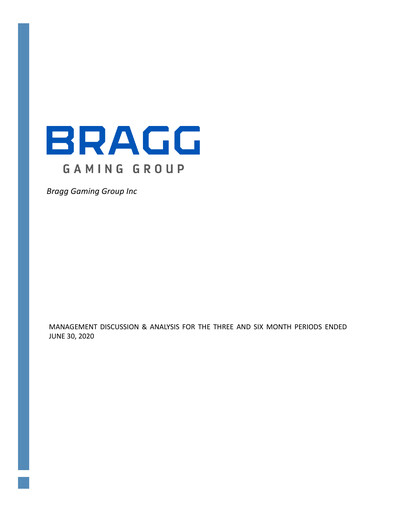 Miniature Bragg Gaming Group Rapport trimestriel 2020-q2