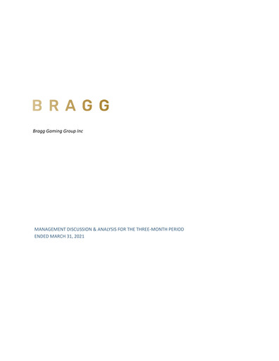 Miniature Bragg Gaming Group Rapport trimestriel 2021-q1