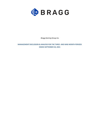 Miniature Bragg Gaming Group Rapport trimestriel 2021-q3