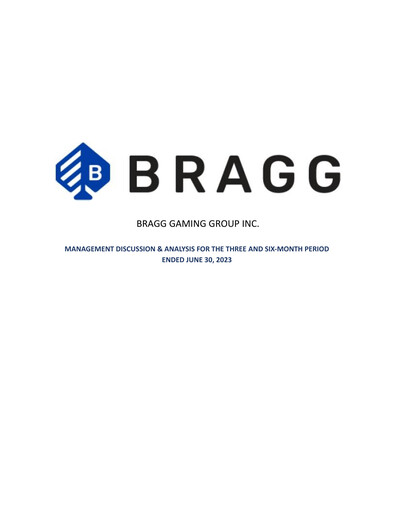 Miniature Bragg Gaming Group Rapport trimestriel 2023-q2