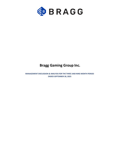 Miniature Bragg Gaming Group Rapport trimestriel 2023-q3